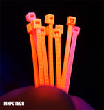 UV Reactive Colored PC Cable Zip Tie Wraps (Pack of Ten) (Require UV Lighting)