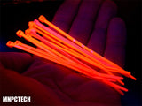 UV Reactive Colored PC Cable Zip Tie Wraps (Pack of Ten) (Require UV Lighting)