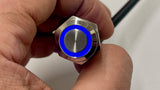 16mm Pre-Wired Blue LED Silver Vandal Switch for PC Power & Reset For Sale.