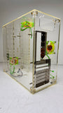 Rear I/O panel on 2005 SUNBEAM PC Case Is Clear Transparent Acrylic ATX Mid Tower for Retro Gaming Computer Builds.