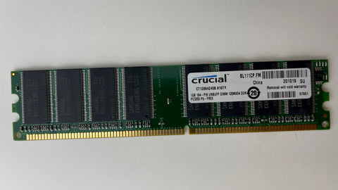 1GB 184-PIN UNBUFF DIMM 128MX64 DDR PC 3200 PB FREE.