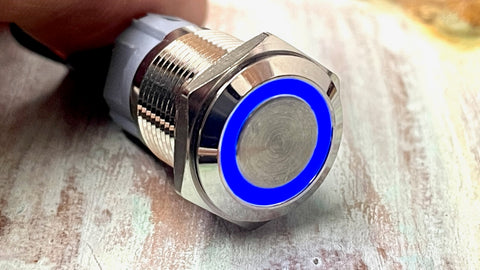 16mm Pre-Wired Blue LED Silver Vandal Switch for PC Power & Reset Switch by Mnpctech.