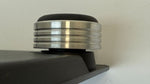 Tight close look at the Marantz 6370Q Turntable Custom Isolation Foot replacement.