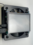 Close up view of the Mnpctech Add 5" LCD HDMI Display Screen Kit Mounts To PC Case Rear 120mm Fan Grill.