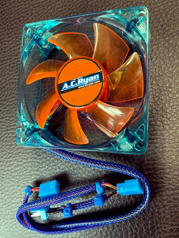 Find 80mm AC Ryan Blackfire-4 LED PC Cooling Fan For Retro Vintage Gaming PC Builds