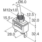 dimensions for cutting Fighter Pilot Toggle Switches