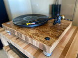 Zee Audio made this awesome wood cutting board and butchers block for his rega turntable and chose mnpctech feet for butcher blocks.